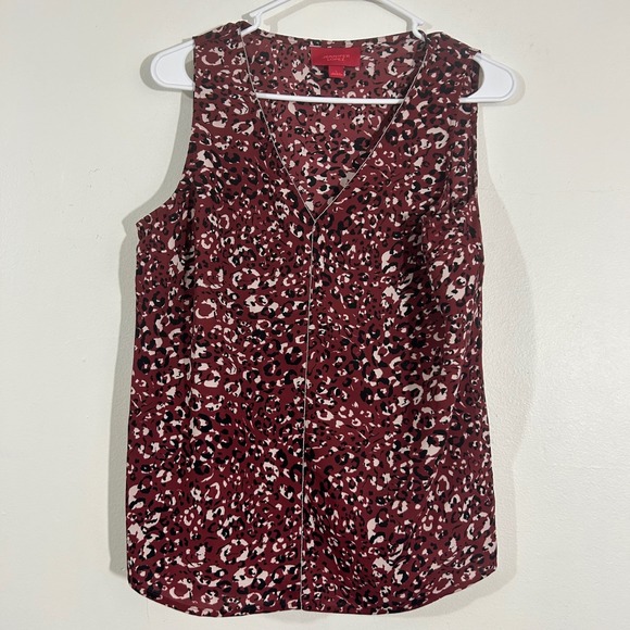 Jennifer Lopez Womens Sleeveless Blouse Top Animal Print Burgundy Size S‎ - Picture 1 of 8